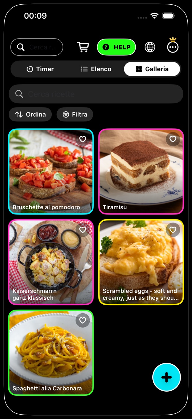 Le ricette in elenco dentro EasyRecipes