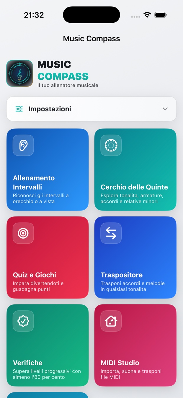 La schermata iniziale di Music Compass